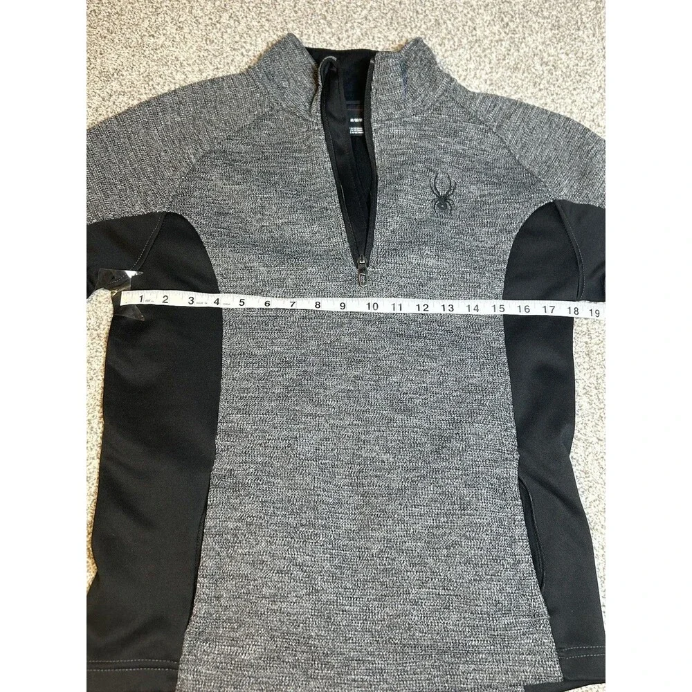 Spyder 1/4 Zip Jacket Mens M Gray/Black Pullover Fleece Active Sport Sweater‎